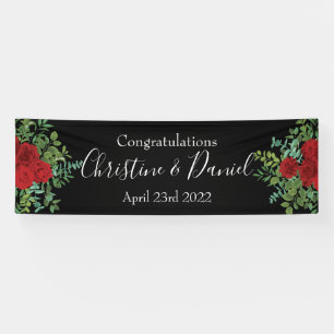 Schwarze und Rote Peony & Rose Blumenhochzeit Banner
