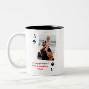 Schwarze und rote personalisierte Dad-Vater-Foto-A Zweifarbige Tasse