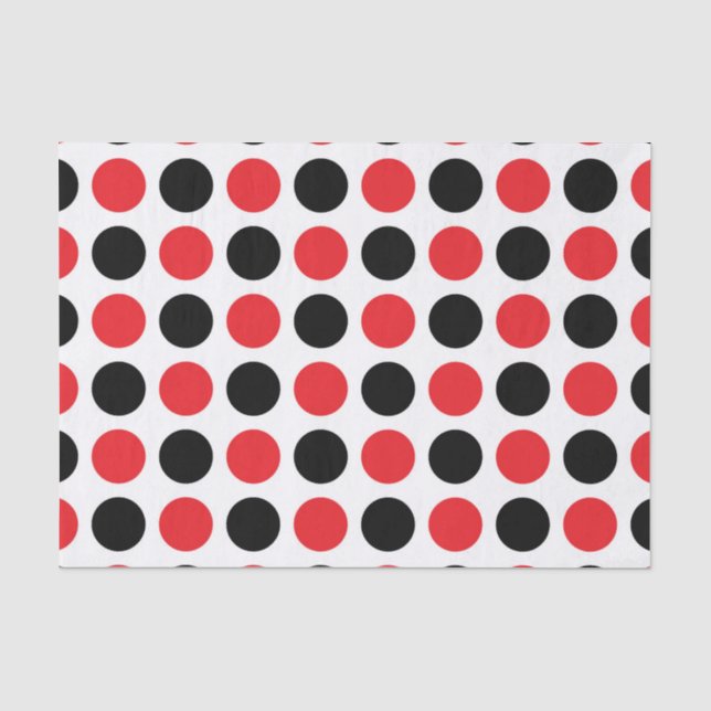 Schwarze und rote Polka-Punkte Seidenpapier (Vorderseite)