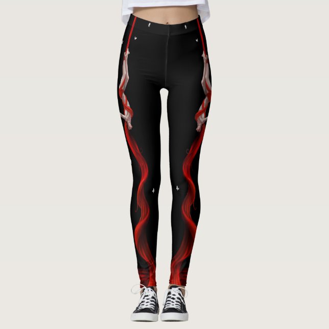 Schwarze und Rote Seide, Leggings der Aerialisten, (Vorderseite)