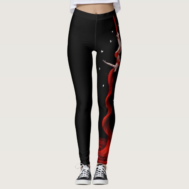 Schwarze und Rote Seide, Leggings des Aerialismus, (Vorderseite)