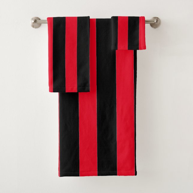 Schwarze und rote Streifen Badhandtuch Set (Insitu)