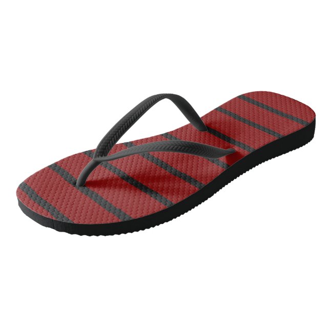 Schwarze und rote Streifen Flip Flops (Schrägansicht)