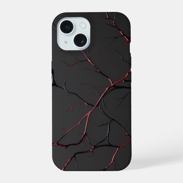 Schwarze und rote Venen iPhone 15 Hülle (Rückseite)