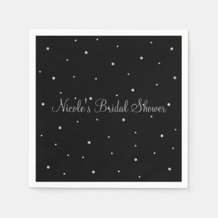 Schwarze und silberne Punkte Moderne Glamour Hochz Serviette