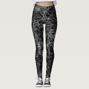 Schwarze und silberne Spinnennetze: Chic-Halloween Leggings