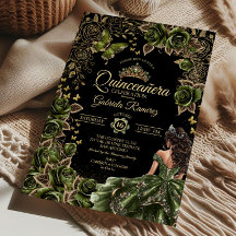Schwarze und Smaragdgrüne Goldene Tiara Quinceañer