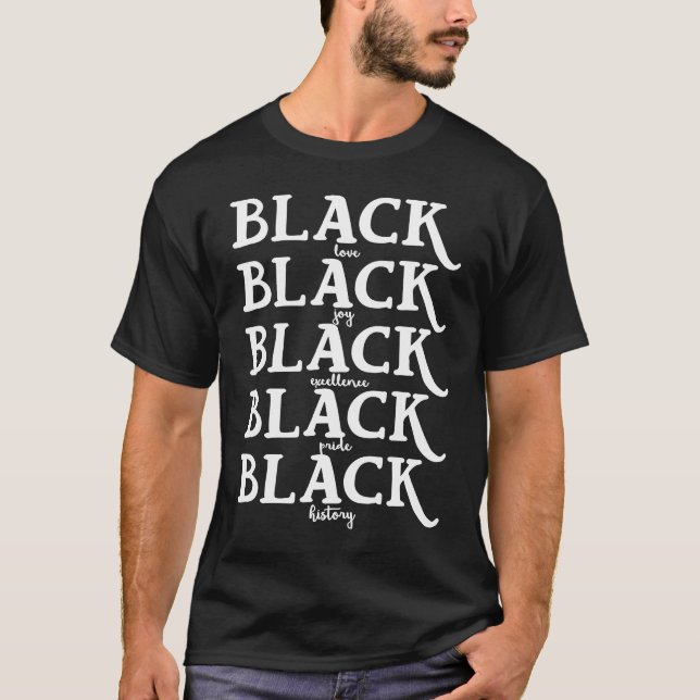 Schwarze und stolze dunkle Haut Afroamerikanisches T-Shirt (Vorderseite)