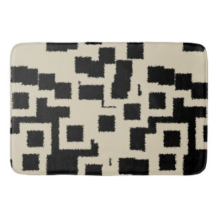 Schwarze und Taupe-Quadrate  Badematte