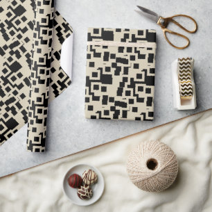 Schwarze und Taupe-Quadrate Geschenkpapier