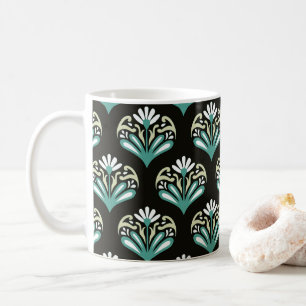Schwarze und Türkis Art Deco Kaffeetasse