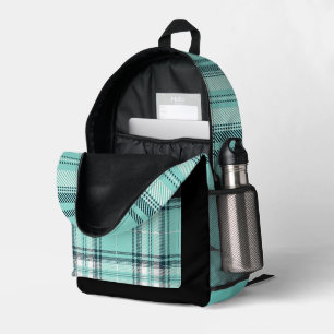 Schwarze und Türkis karierte Druck-Rucksacktasche Bedruckter Rucksack