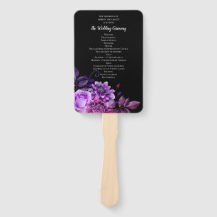 Schwarze und violette Blumen. Hochzeitskalender Fächer