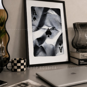 Schwarze und weiße abstrakte Poker-Wandkunst Minim Poster