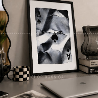 Schwarze und weiße abstrakte Poker-Wandkunst Minim Poster