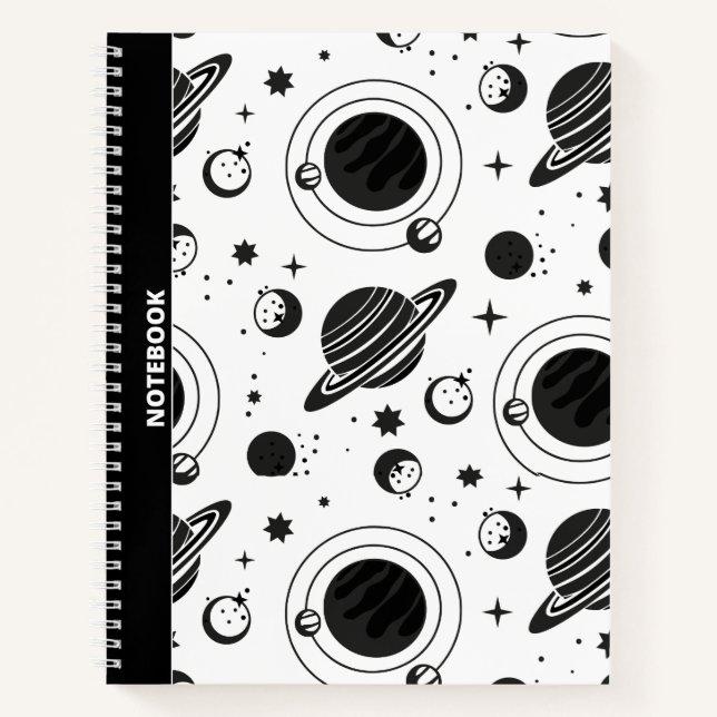 SCHWARZE UND WEISSE ASTROLOGIE/ASTRONOMIE THEMED N NOTIZBUCH (Vorderseite)