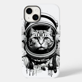 Schwarze und weiße Astronautenkatze Case-Mate iPhone 14 Hülle