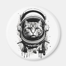 Schwarze und weiße Astronautenkatze Magnet