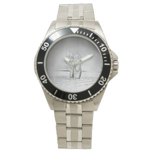 Schwarze und weiße Ballettschuhe auf Pointe Armbanduhr