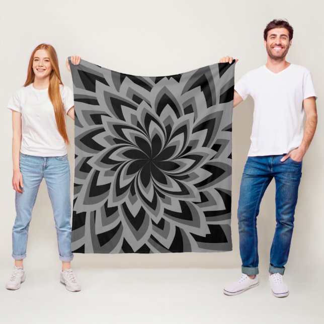 SCHWARZE UND WEISSE BLUME FLEECEDECKE (Beispiel)