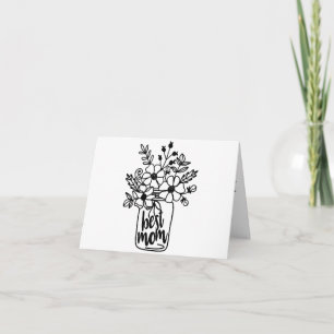 Schwarze und weiße Blumenkarte zum Muttertag Karte