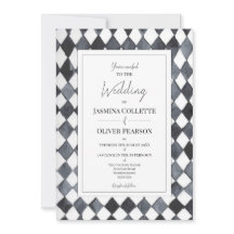 Schwarze und weiße Diamant-Hochzeitseinladung