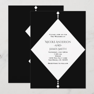 Schwarze und weiße Diamanten - Elegante Hochzeitse Einladung