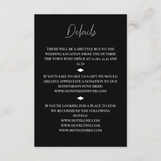 Schwarze und weiße Diamanten-Hochzeitseinlagekarte Begleitkarte