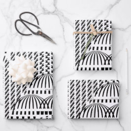SCHWARZE UND WEISSE DOPPEN GESCHENKPAPIER SET