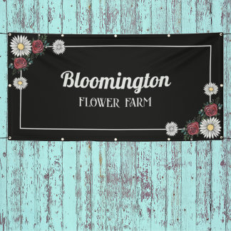 Schwarze und weiße elegante Blumenillustration Flo Banner