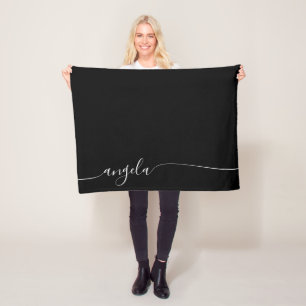 Schwarze und weiße elegante dezente Signatur-Schri Fleecedecke