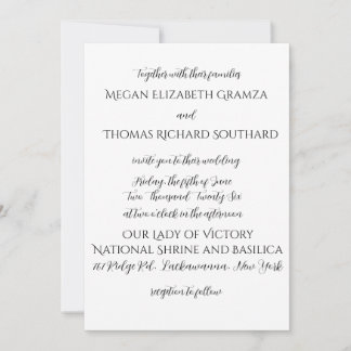Schwarze und weiße elegante einfache Hochzeitseinl Einladung