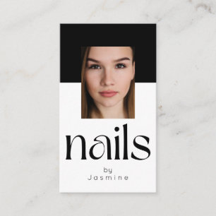 Schwarze und weiße elegante Foto-Nagelspezialistin Visitenkarte
