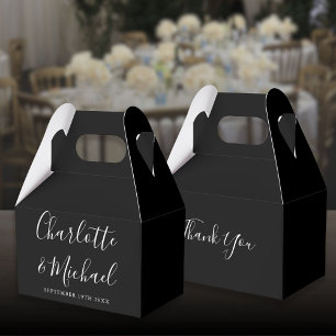 Schwarze und weiße elegante Signatur-Schrift Hochz Geschenkschachtel
