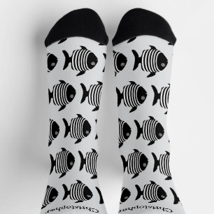 Schwarze und weiße Engelsfisch-Design personalisie Socken