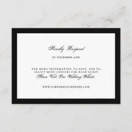 Schwarze und Weiße formelle Hochzeitswebsite RSVP Karte