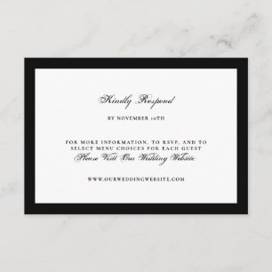 Schwarze und Weiße formelle Hochzeitswebsite RSVP Karte