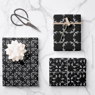 Schwarze und weiße französische Bulldogs Geschenkpapier Set