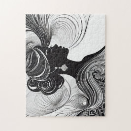 Schwarze und Weiße Frau mit blühendem Haar