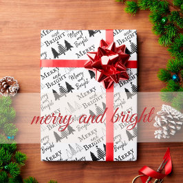 Schwarze und weiße, fröhliche und helle Weihnachts Geschenkpapier