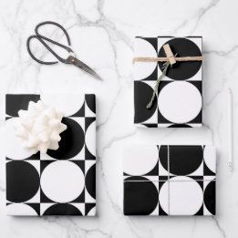 schwarze und weiße geometrische Formen Geschenkpapier Set