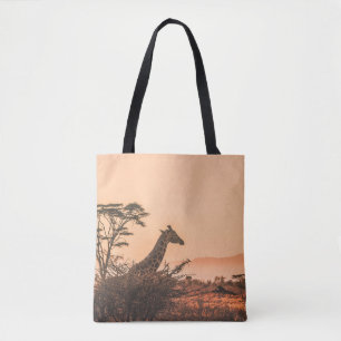 SCHWARZE UND WEISSE GIRAFFE AUF BROWN GRASS FELD TASCHE