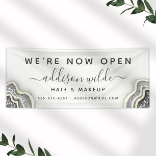 Schwarze und weiße Glitter-Achat-Geode Luxus-Gesch Banner