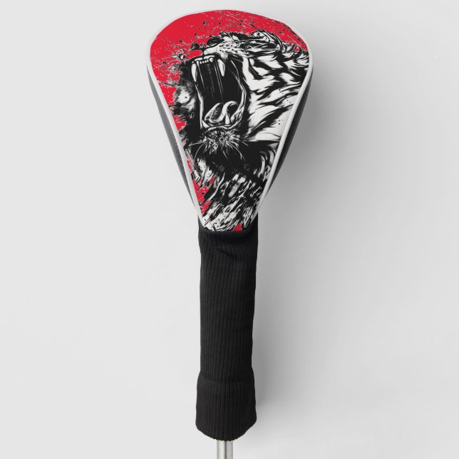 SCHWARZE UND WEISSE GOLFKOPFDECKE IN ROT GOLF HEADCOVER (Vorderseite)