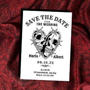 Schwarze und weiße gotische Schädel-Paar-Hochzeit Save The Date