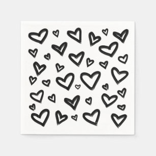 Schwarze und weiße handgezeichnete gemalte Doodle- Serviette
