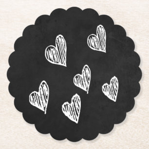 Schwarze und Weiße Herzen Schiefertafel Liebe Untersetzer