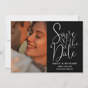 Schwarze und weiße Hochzeit 2 Foto Elegantes Skrip Save The Date