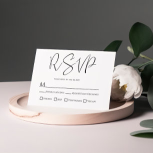 Schwarze und weiße Hochzeits-RSVP-Essen-Auswahlkar RSVP Karte