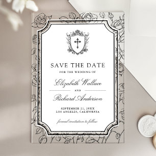 Schwarze und weiße katholische Hochzeit - Termin v Acryleinladungen